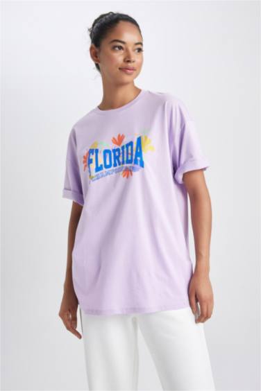 DeFactoFit Oversize Fit Slogan Printed Sports T-Shirt