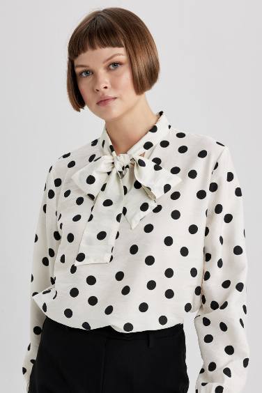 Regular Fit Bowtie Long Sleeve Blouse