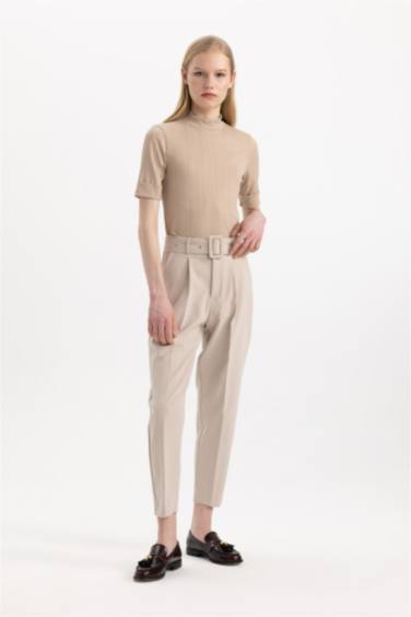 Regular Fit Half Turtleneck Short Sleeve T-Shirt