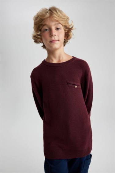 Свитер стандартного кроя с круглым вырезом для мальчиков