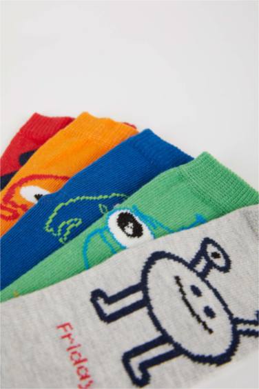 جوارب طويل قطن ولادي - 5 قطع