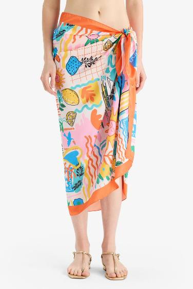 Jupe de plage en satin imprimé Coupe régulière de Fall in Love