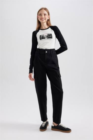 Джинсы Paperbag  с высокой талией