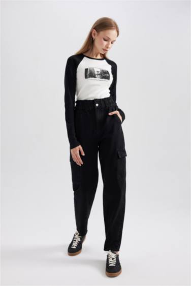 Джинсы Paperbag  с высокой талией