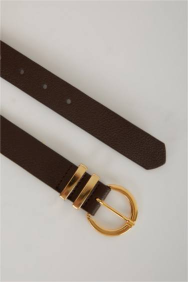 Классический ремень с овальной пряжкой из искусственной кожи