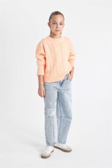 Pull en tricot à col rond Coupe régulière pour Fille