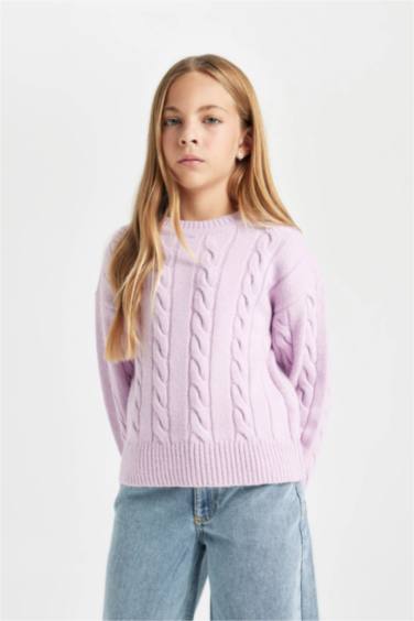 Pull en tricot à col rond Coupe régulière pour Fille