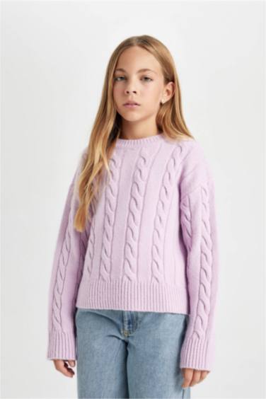 Pull en tricot à col rond Coupe régulière pour Fille