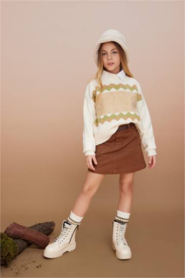 بلوز صوف كروب بناتي بنصف ياخة مدورة