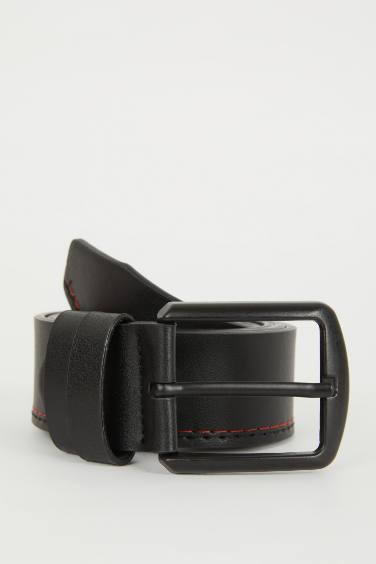 Man Faux Leather Classic Belt