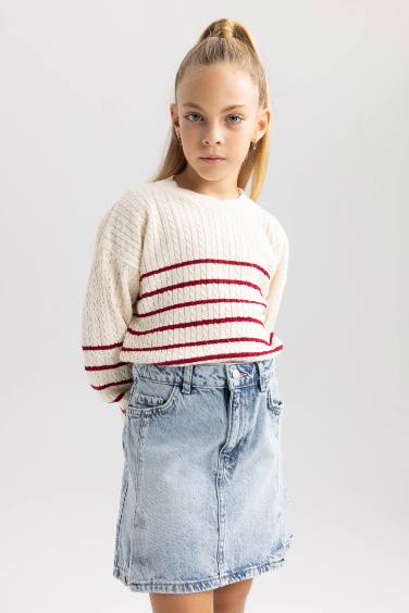 Pull Coupe Régulière Col Rond Pour Fille