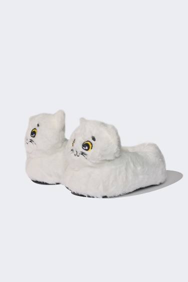 Woman Cat Themed Plush Home Boots