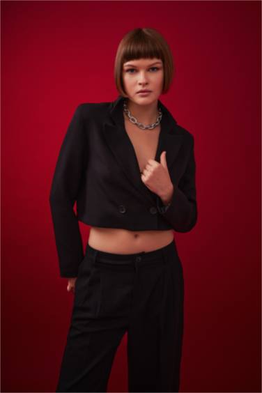 Blazer Coupe raccourcie Manche Longue à double boutonnage