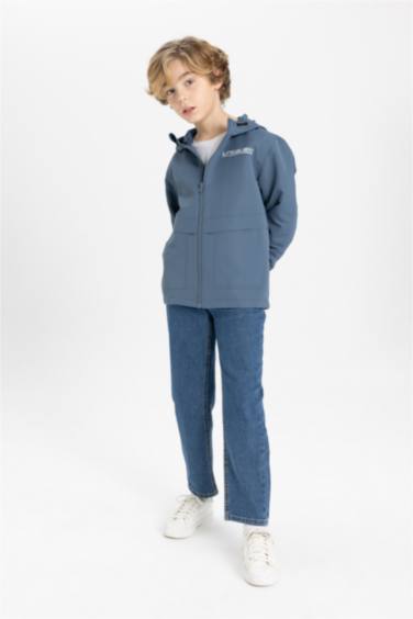 معطف مطر ولادي بغطاء للرأس مقاوم للهواء