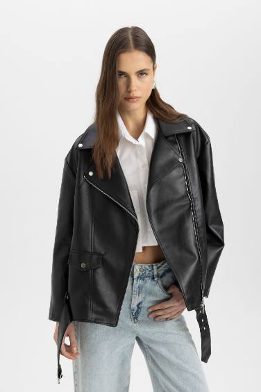 Oversize Fit Waterproof Faux Leather Jacket