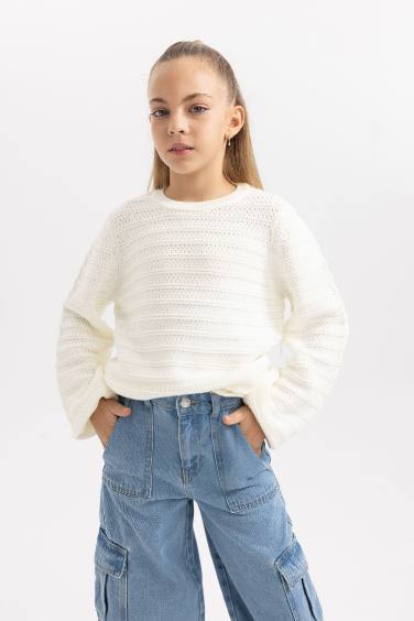 Girl Regular Fit Crew Neck Pullover