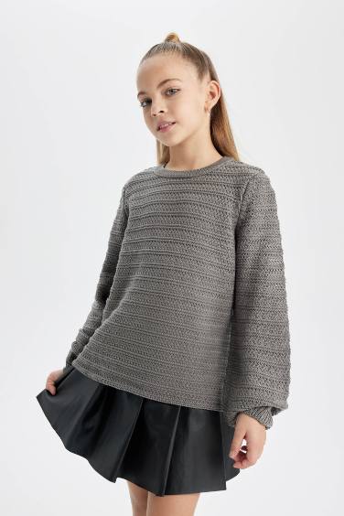 Girl Regular Fit Crew Neck Pullover