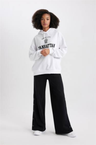 Oversize Fit Slogan Long Sleeve Sweatshirt