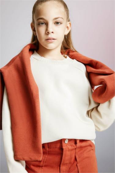 Sweat- Shirt Coupe Oversize Col Rond Pour Fille