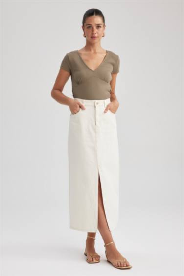 Slim Fit V-Neck Camisole Short Sleeve T-Shirt