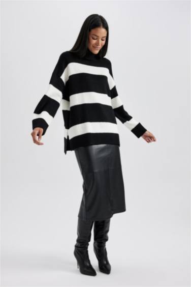 Юбка миди из искусственной кожи