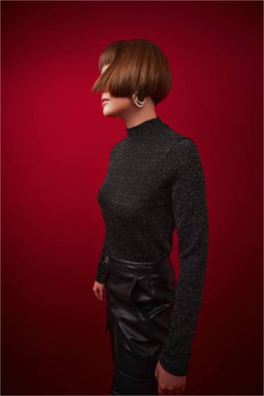 T-Shirt Coupe Slim Col de Tortue à Manches Longues