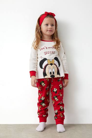 2 piece Regular Fit Crew Neck Mickey & Minnie Licensed Knitted Pyjamas