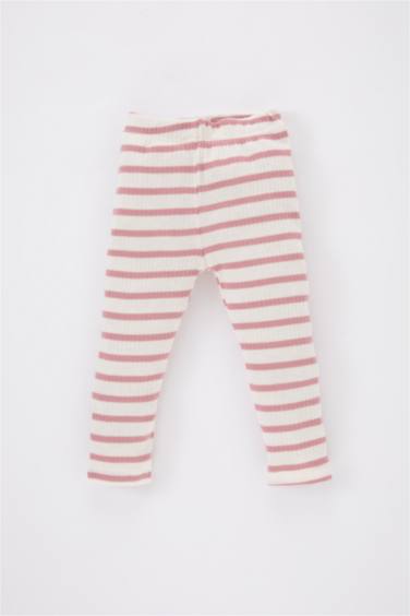 طقم بيجاما بيبي بناتي مخطط مضلع قصة عادية - قطعتين