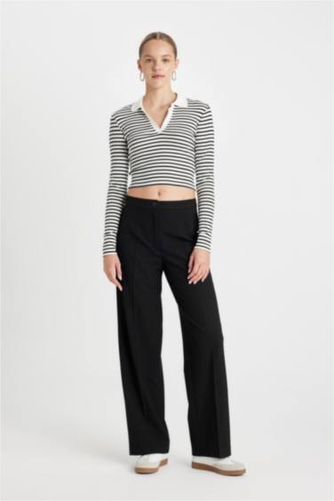 Slim Fit Polo Collar Camisole Long Sleeve T-Shirt