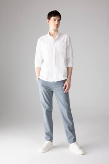 Regular Fit Regular Hem Zipper Pocket Gabardine Trousers