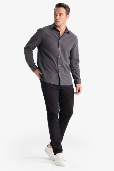 Slim Fit Dar Kesim Dar Paça Cepli Pantolon