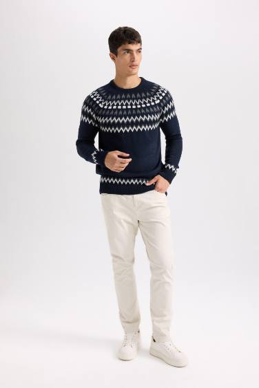 Pantalon chino slim en gabardine avec poches