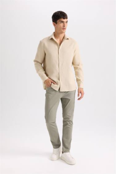 Yazlık Gabardin Chino Kanvas Pantolon Slim Fit Dar Kesim Dar Paça Cepli