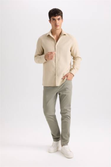 Yazlık Gabardin Chino Kanvas Pantolon Slim Fit Dar Kesim Dar Paça Cepli