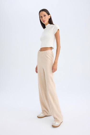 Fitilli Kaşkorse Pantolon Flayer Fit Beli Lastikli Düz Paça