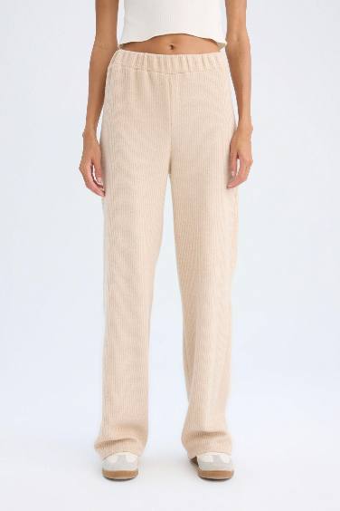 Fitilli Kaşkorse Pantolon Flayer Fit Beli Lastikli Düz Paça