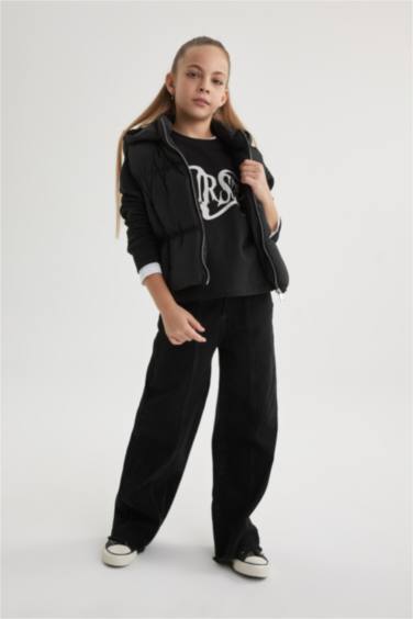 Girl Water Repellent Hooded Puffer Vest