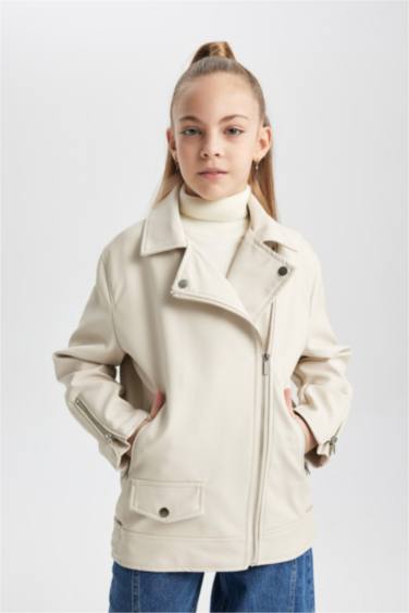 Куртка из искусственной кожи водоотталкивающая ткань оверсайз из искусственной кожи для девочек