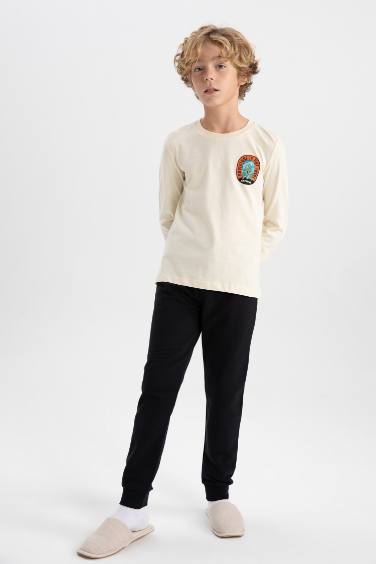 Boy Back Printed Combed Cotton Pajama Set