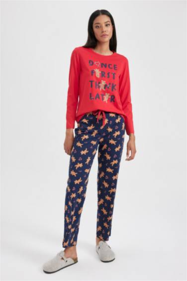 طقم قصة عادية كم طويل من Fall in Love - قطعتين