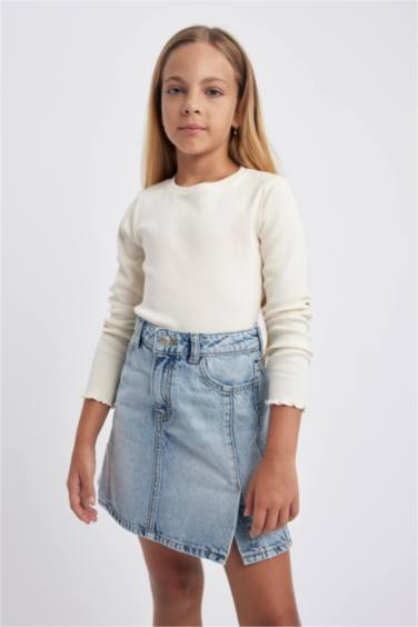 Body coupe régulière Col Rond à Manches Longues Pour Fille