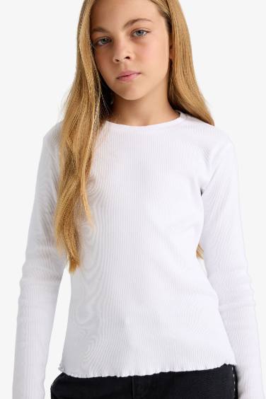 Girl Crew Neck Basic Ribbed Camisole T-Shirt