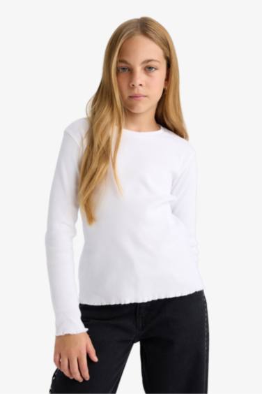 Girl Crew Neck Basic Ribbed Camisole T-Shirt