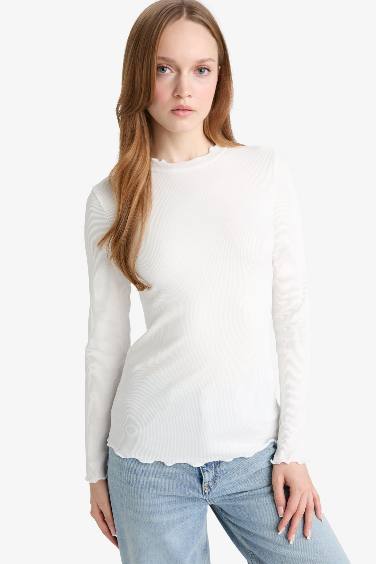 بلوزة ردن طويل مضلع بياخة عالية