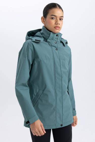 DeFactoFit Waterproof Regular Fit Hooded Light Long Jacket