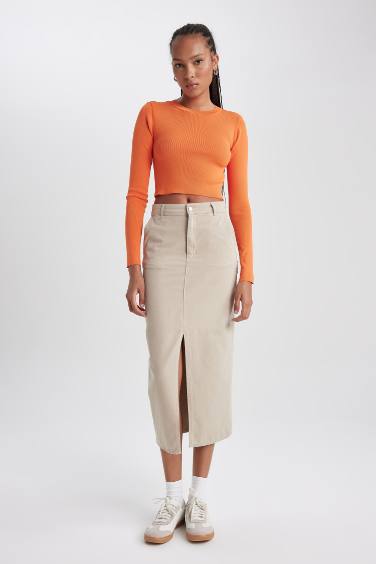 Pencil Skirt Gabardine Maxi Skirt