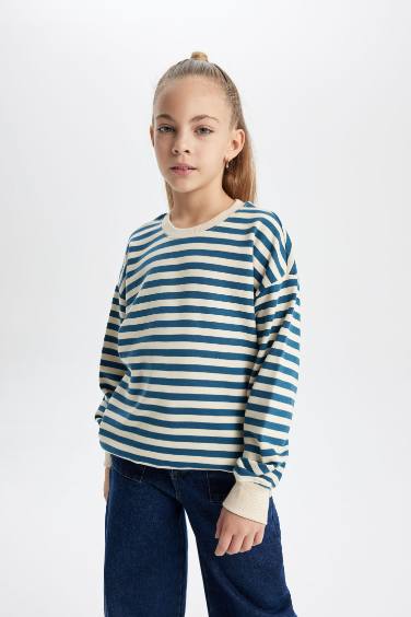 Sweatshirt Coupe Régulière à Col Rond Pour Fille