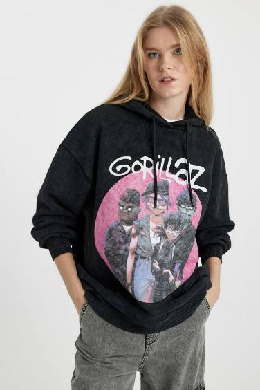 Coool One Piece Oversize Geniş Kalıp Kapüşonlu Soluk Yıkama Efektli Kalın Sweatshirt