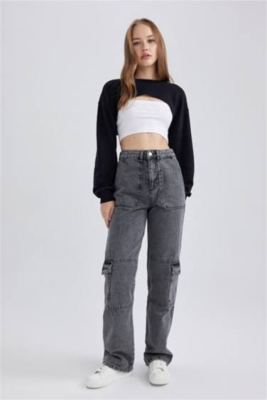 Coool Crop Bisiklet Yaka Kalın Bolero Sweatshirt