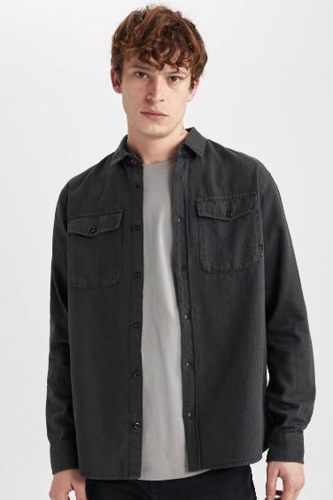 Regular Fit Cotton Long Sleeve Shirt Jacket